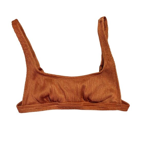 Xhilaration Rust Metallic Ribbed 2-Piece Swimsuit Set - Picture 2 of 8